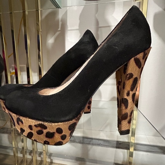 Kate & Mel black and leopard print heels size 8 - Picture 3 of 5
